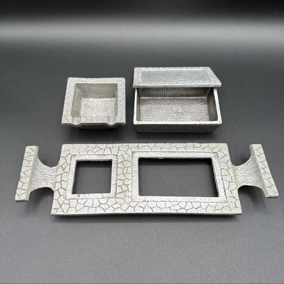 Ashtray and Cigarette Holder Pewter Vintage Rare Embossed Stone/Hen Holon/Israel - Picture 4 of 16